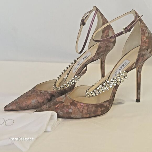 Jimmy Choo Bobbie Heels Shoes Brand New w/ box Sz 39 Rhinestones - Picture 8 of 15
